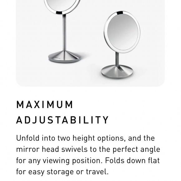 simplehuman•  Sensor Mirror brushed stainless steel, mini, rechargeable - Picture 2 of 8